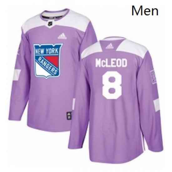 Mens Adidas New York Rangers 8 Cody McLeod Authentic Purple Fights Cancer Practice NHL Jersey